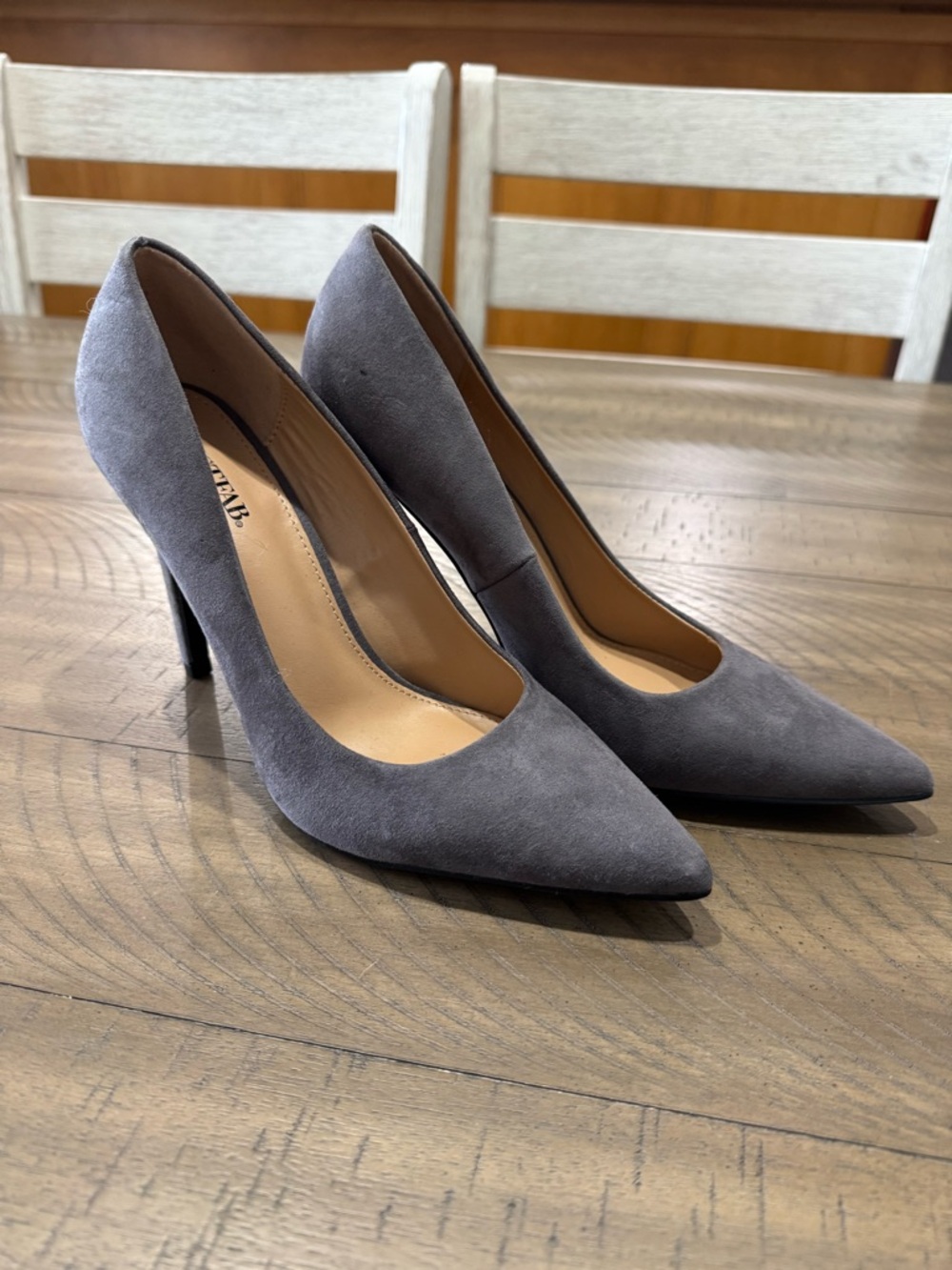 JustFab Gray Suede Pointed-Toe Stiletto Pumps